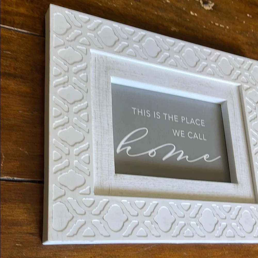Gray and White Embossed Picture Frame with Textured Accents‎